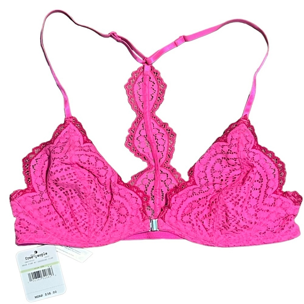 Free People Intimately UW Front Closure Bra Slow Dance Neon Pink size 32B NWT
